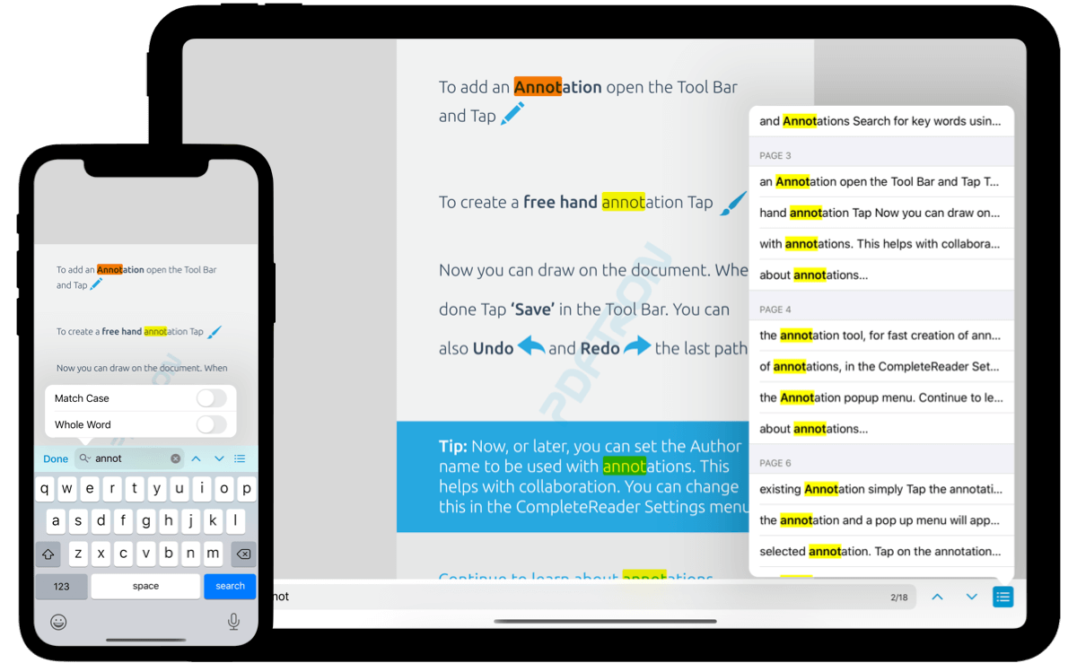 New text search UI
