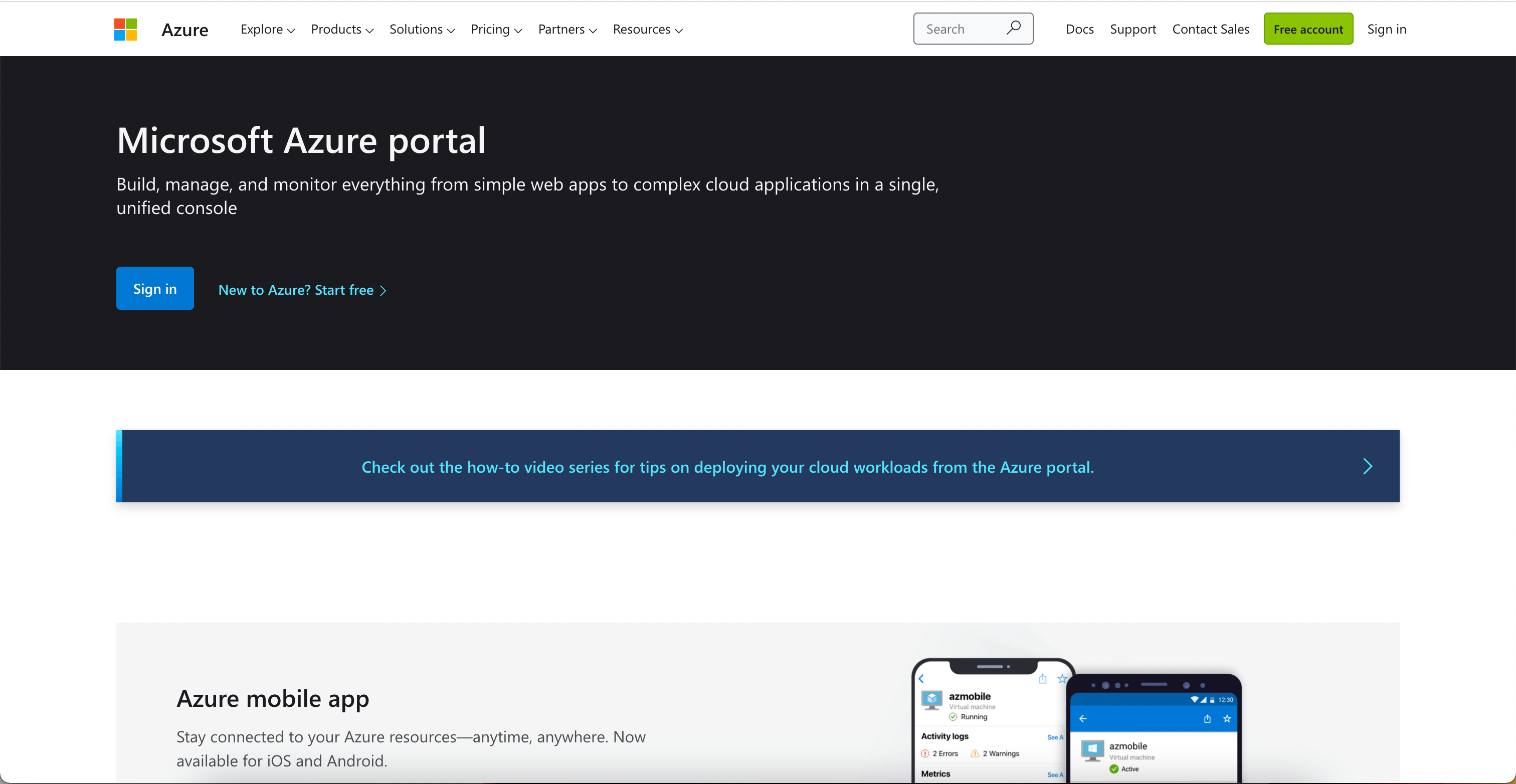 Azure Portal sign in