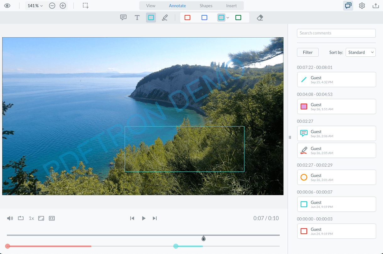 WebViewer Video with light mode enabled