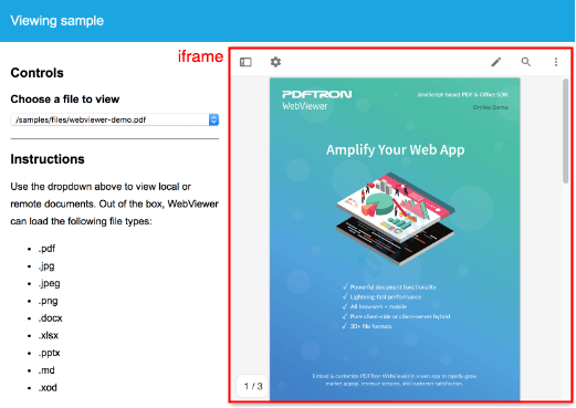 WebViewer in iframe