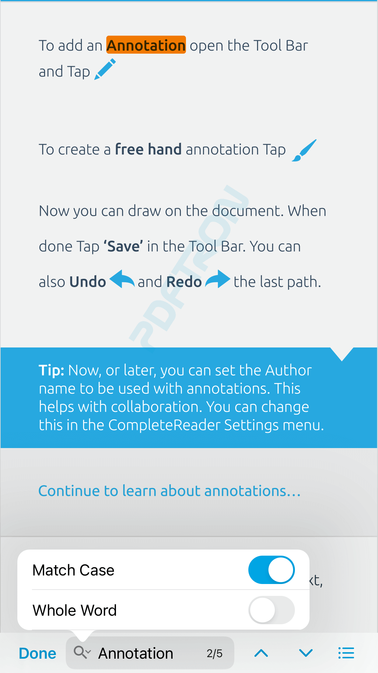 PDF Text Search UI Xamarin iOS PDFTron SDK