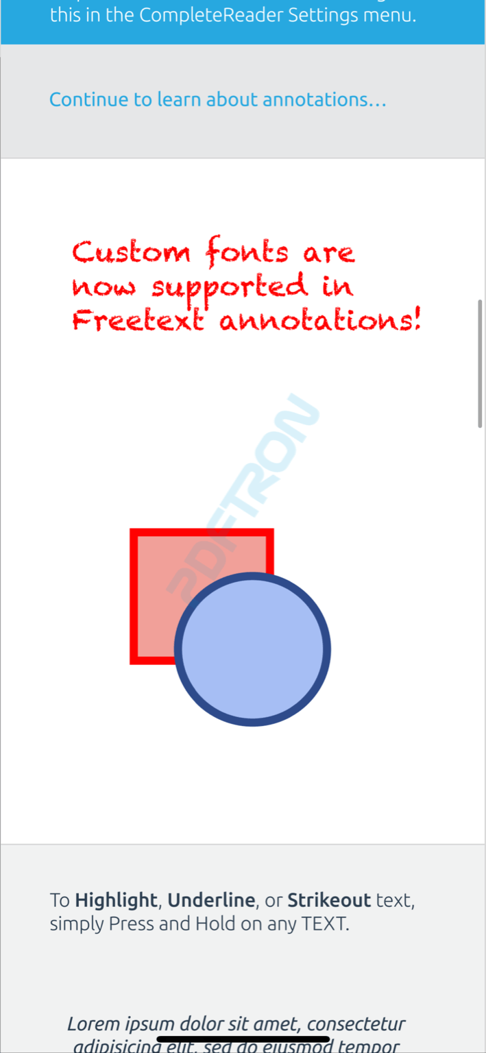 Custom font support for PTFreeText annotations
